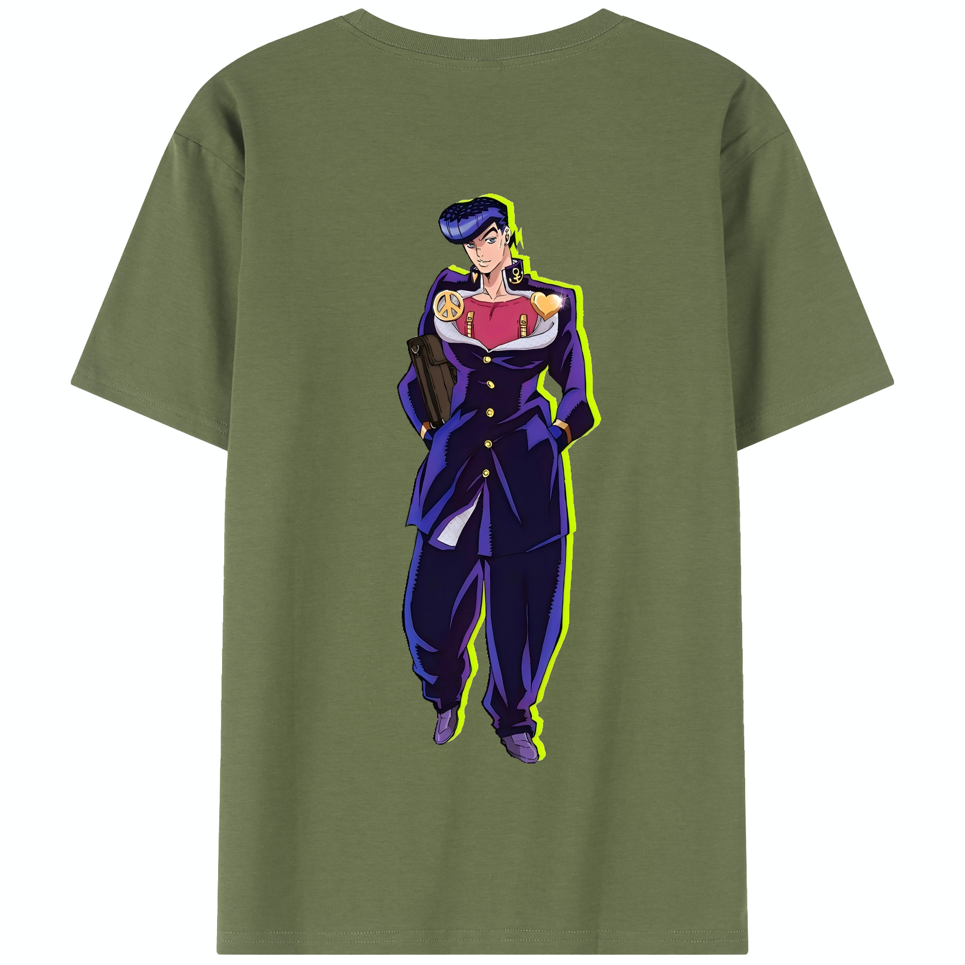 （画像用） ジョジョの奇妙な冒険 ひがしかた じょうすけ JoJo's Bizarre Adventure Higashikata Josuke 綿100％半袖Tシャツ（背面プリント）